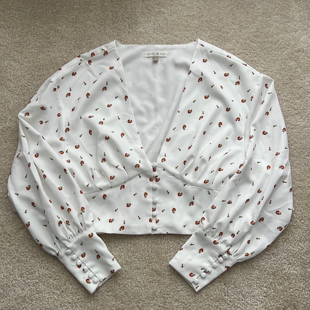 Backyard Roses by Tess Christine Alex Button Front Rose Top - Picture 2 of 15